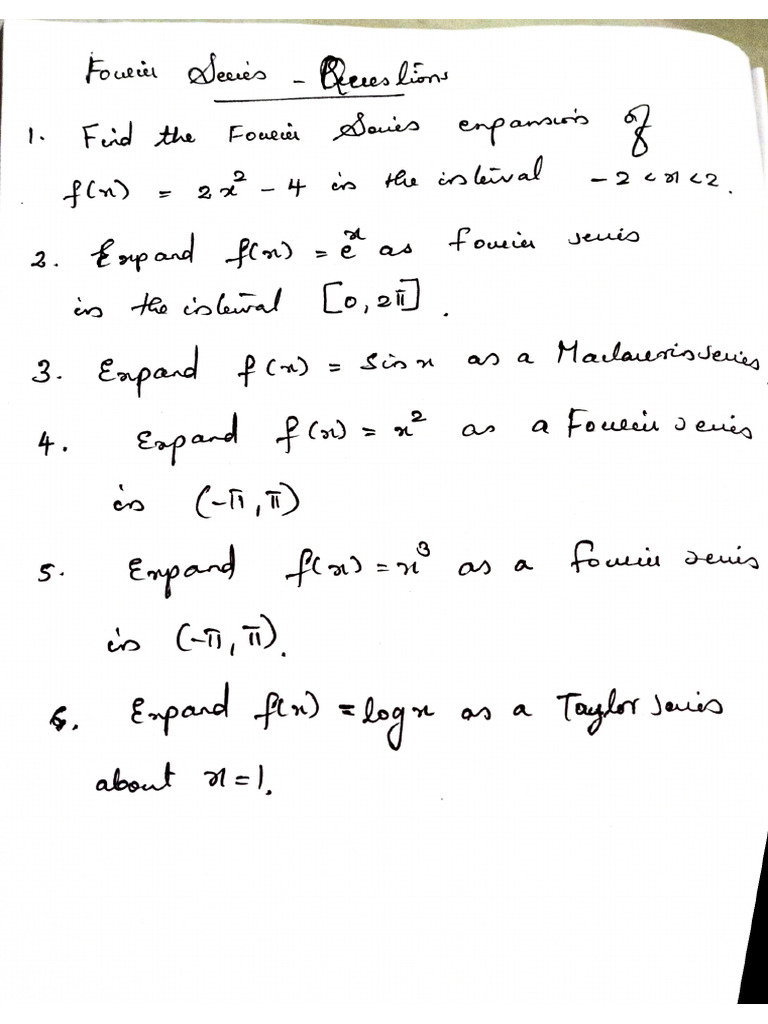 Maths Fourier Series Model Questions | PDF