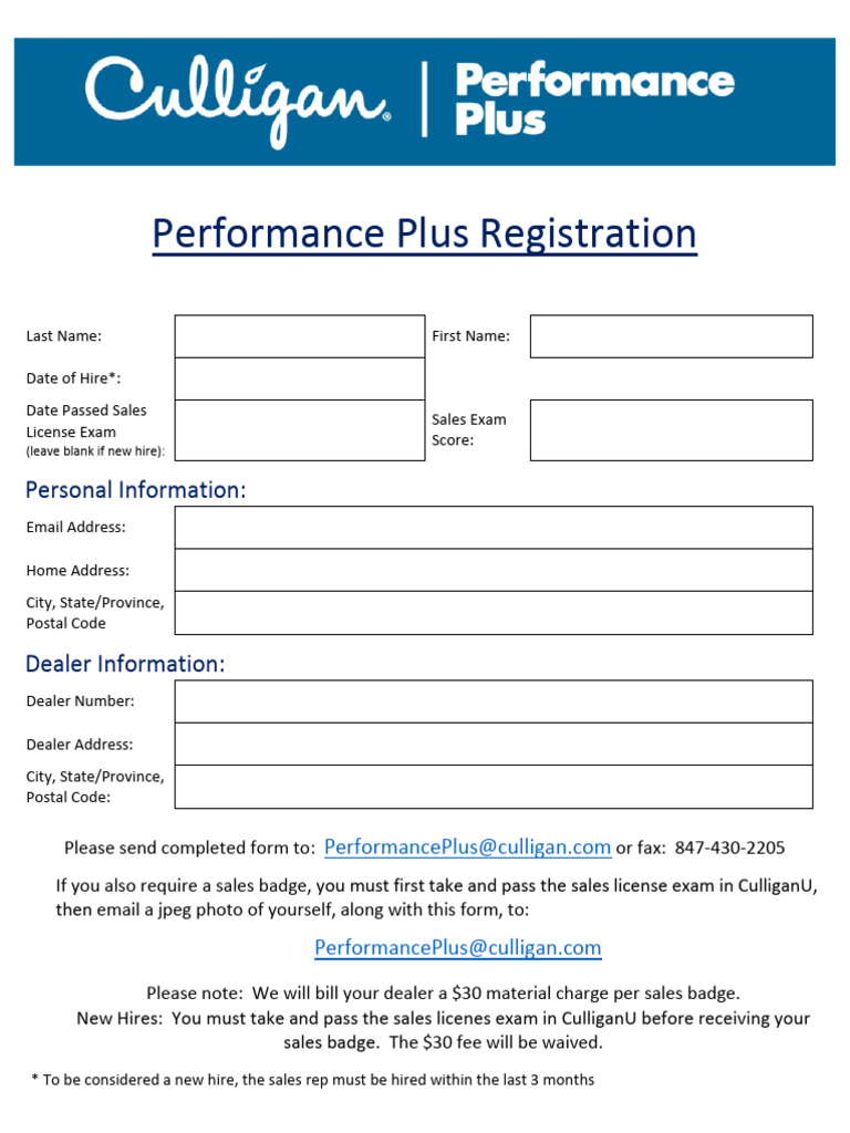 Performance Plus Registration Form UPDATED | PDF