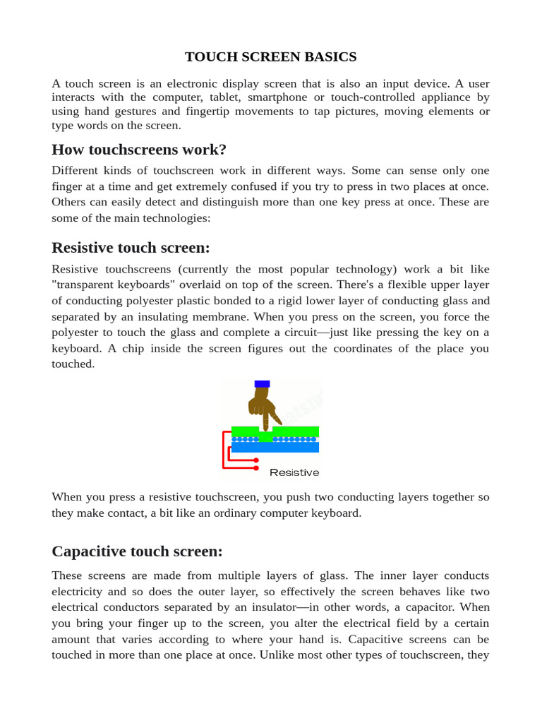 TOUCH SCREEN BASICS | PDF