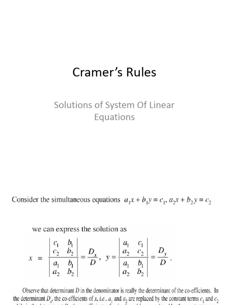 Cramers Rules | PDF