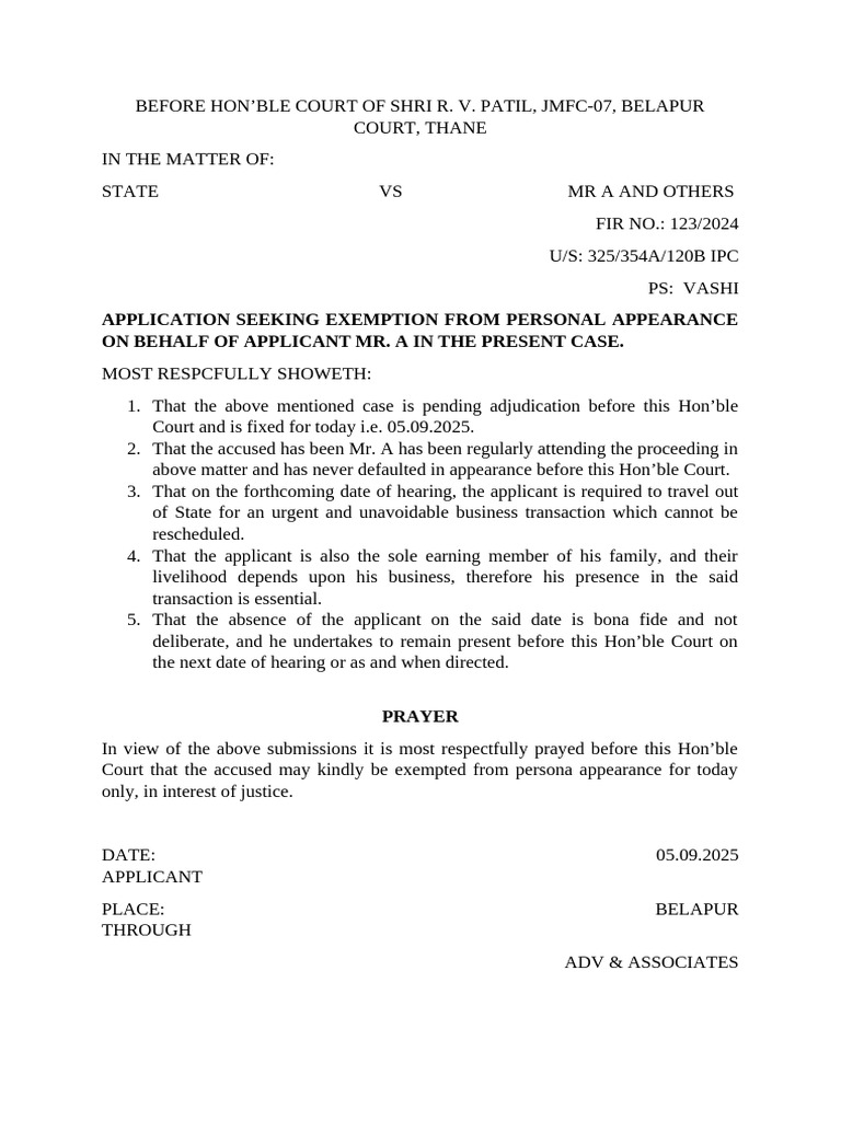 Application for Exemption - Copy | PDF