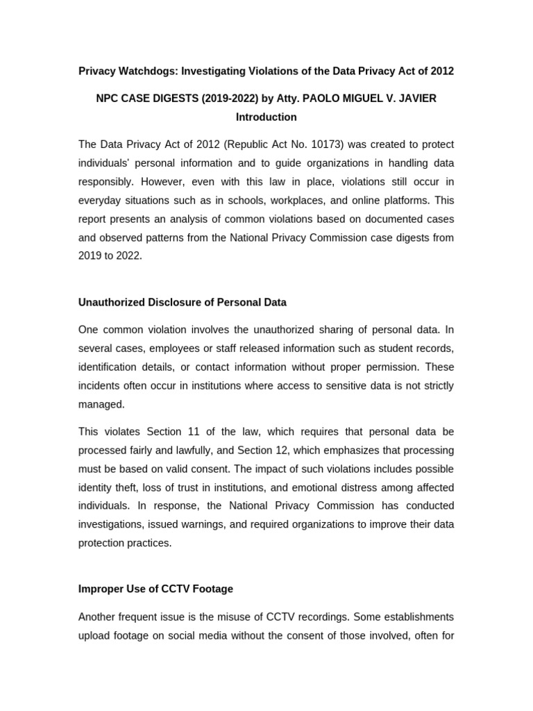 Data_Privacy_Synthesis_Report | PDF | Privacy | Information Privacy