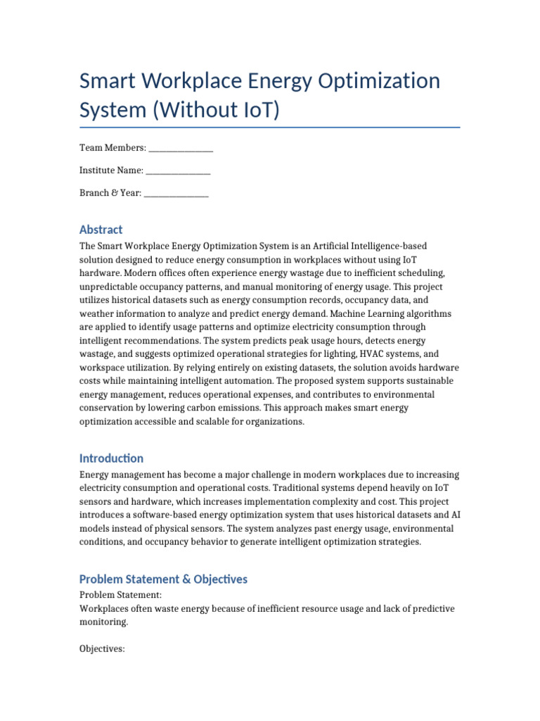 Smart Workplace Energy Optimization System | PDF | Energy Conservation ...