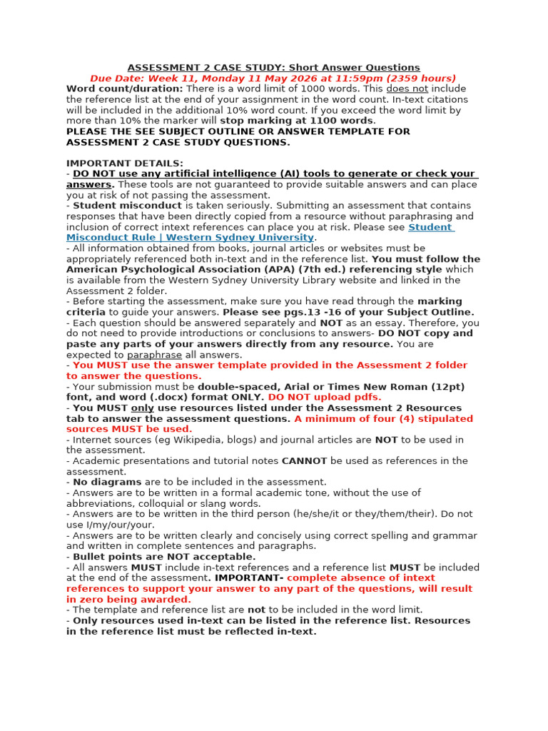 Assessment 2 Case Study | PDF