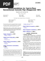 Recommendations For Cast-in-Place Nonreinforced Concrete Pipe (Reapproved 1997)