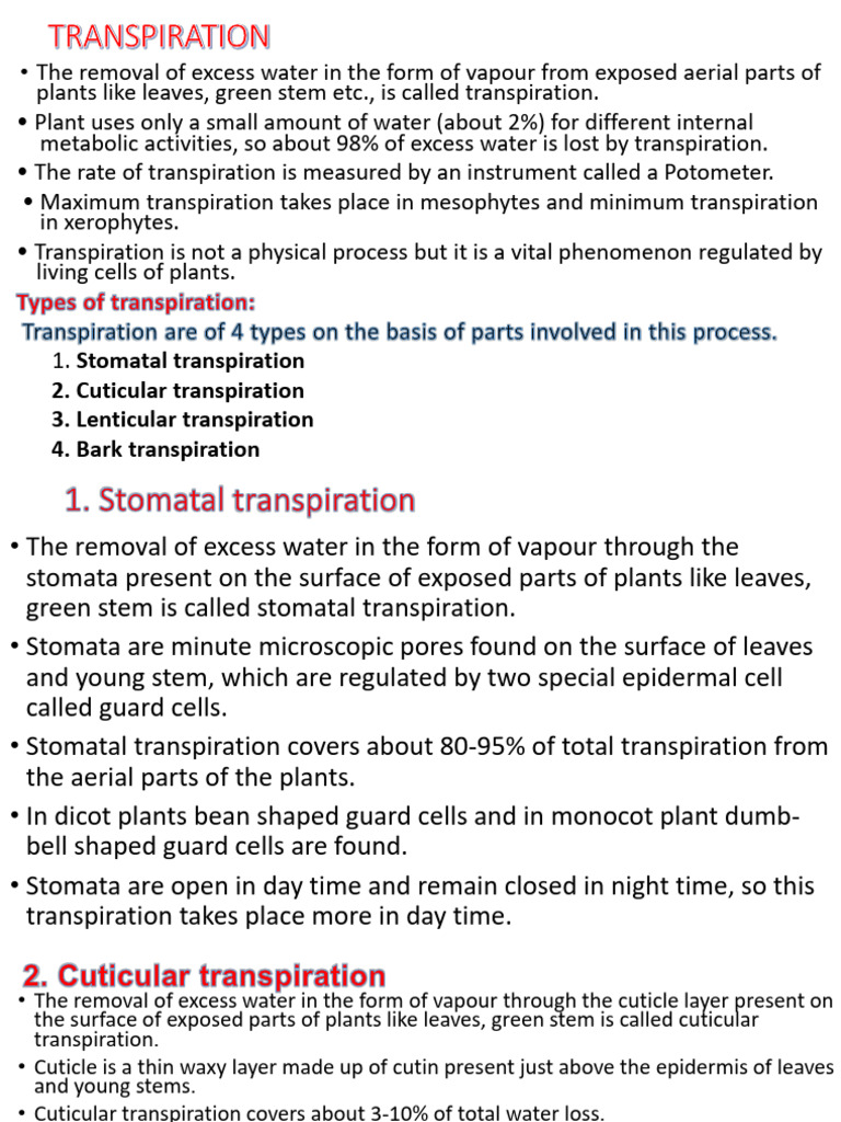 2.1. Plant Physiology Water Relation II | PDF | Stoma | Leaf