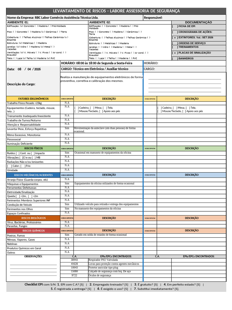 Checklist RBC Labor Comércio | PDF