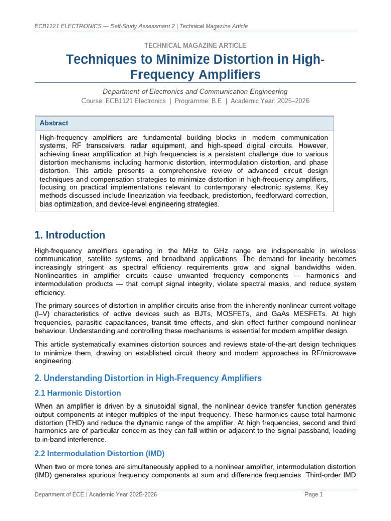 Article1 Distortion HF Amplifiers-1 | PDF | Amplifier | Distortion