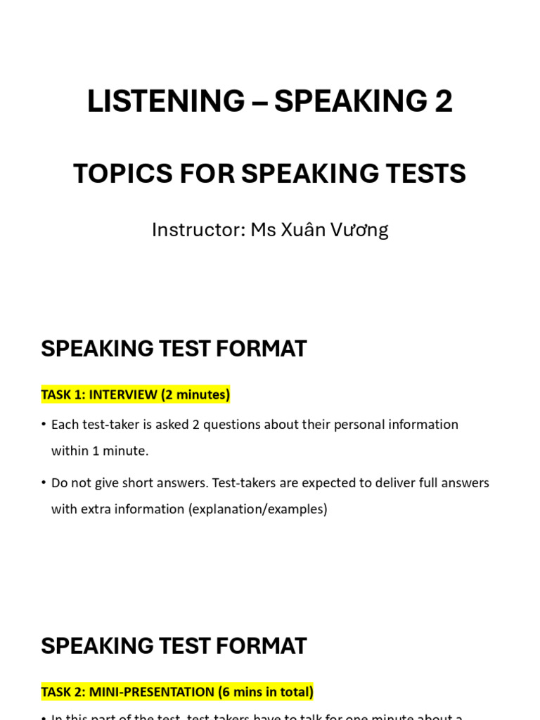 Topics for Speaking Tests | PDF | Cognition | Social Psychology