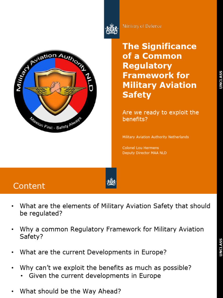 2 the Significance of a Common Regulatory Framework for Military ...