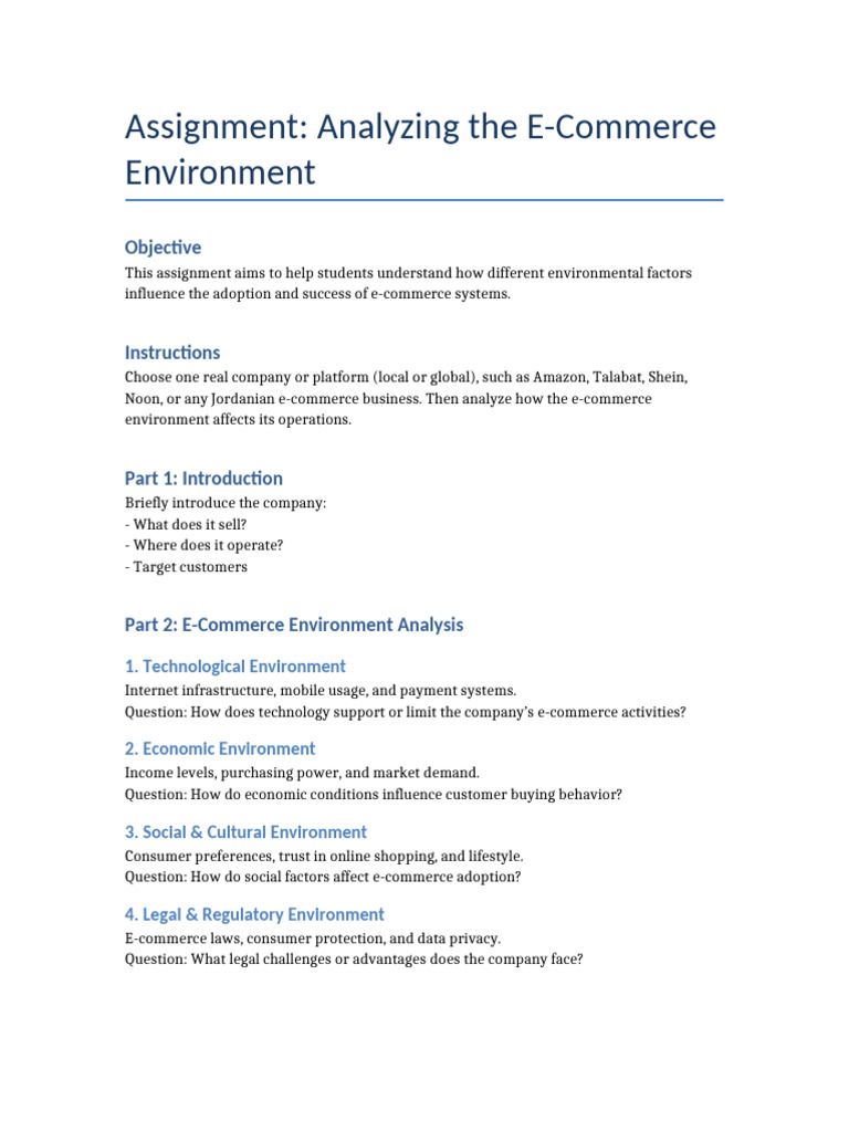 E Commerce Environment Assignment | PDF