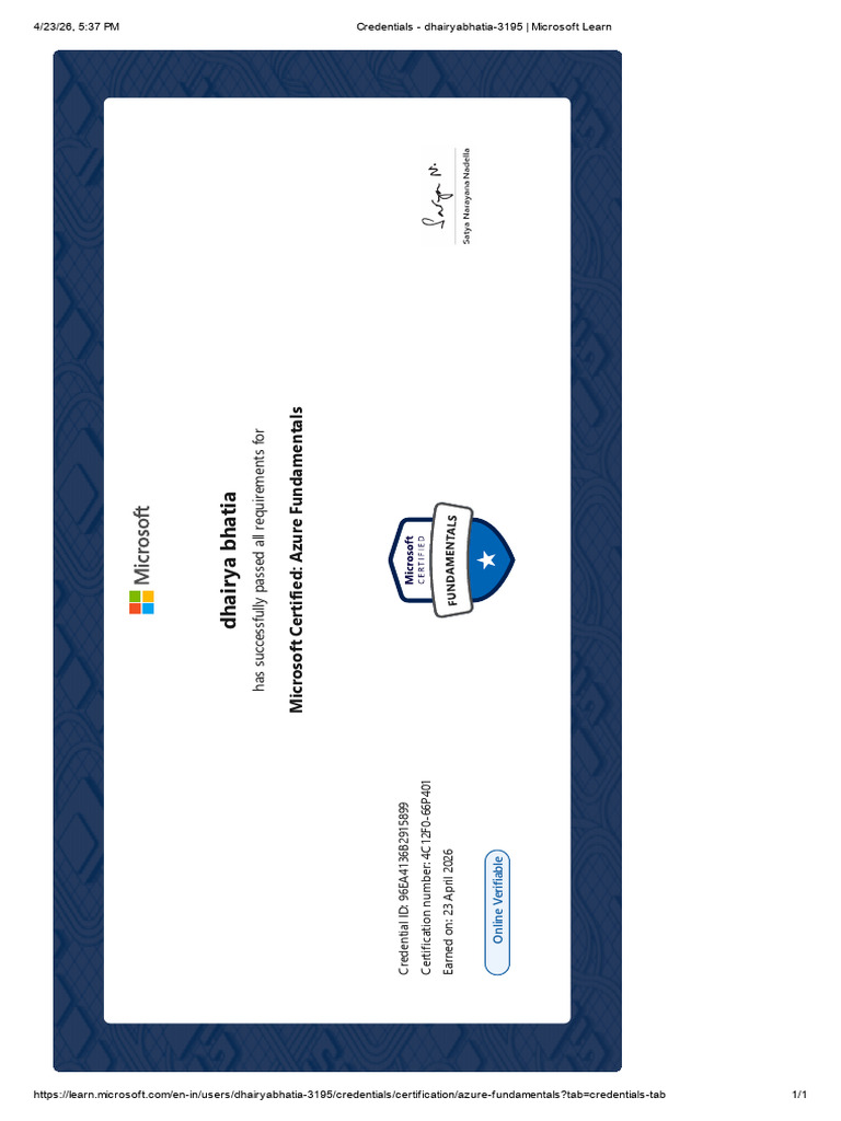 AZ 900 Certificate | PDF
