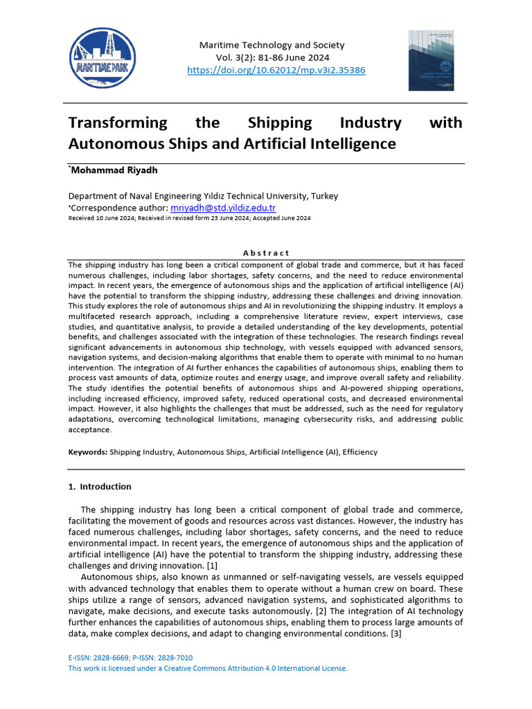 Transforming the Shipping Industry With Autonomous | PDF | Artificial ...