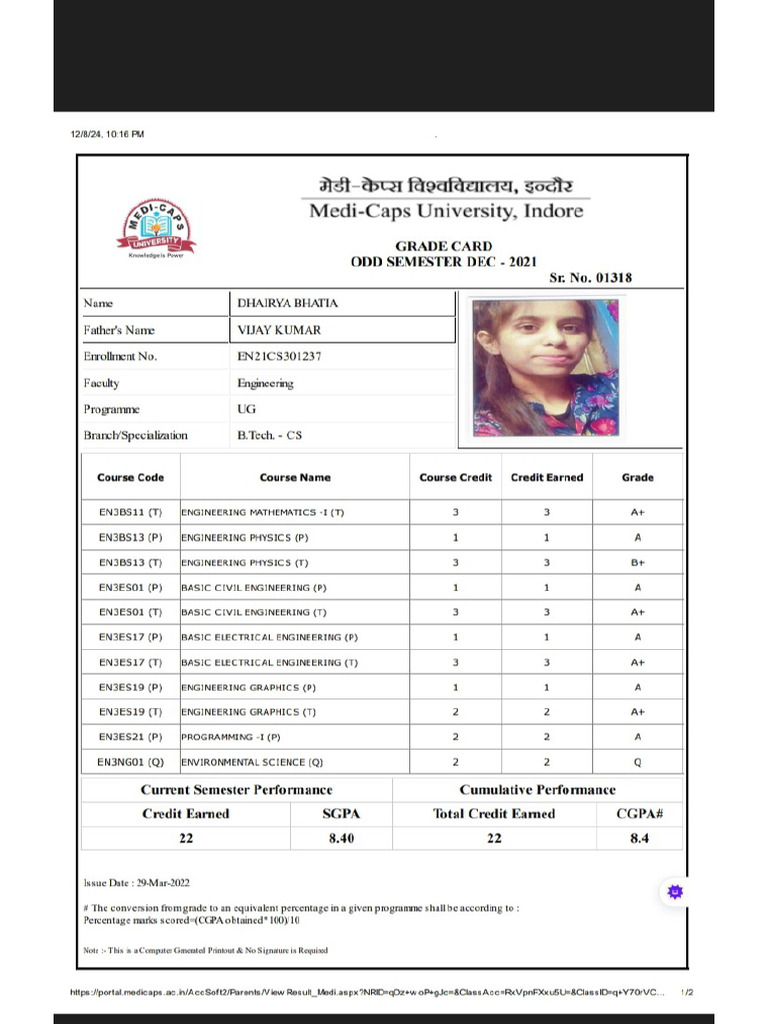 Dhairya All Sem Combine Marksheet | PDF