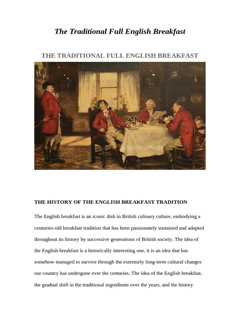 The Traditional Full English Breakfast | PDF | England | Food And Drink ...