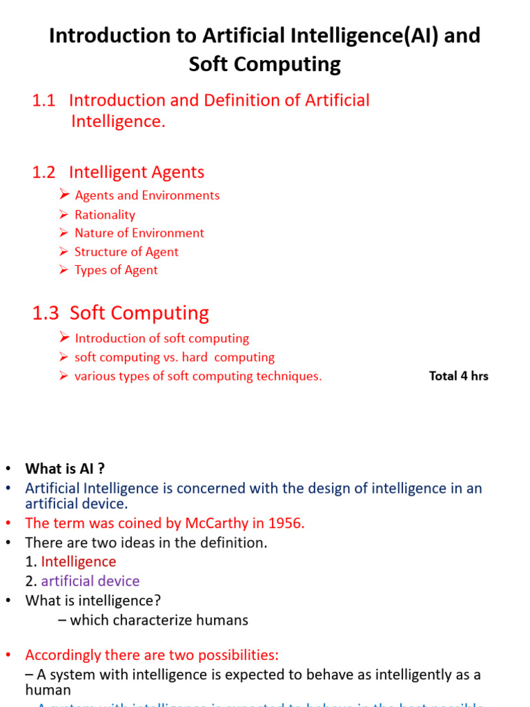 1.1,Introduction and Definition of Artificial Intelligence. (1) | PDF ...