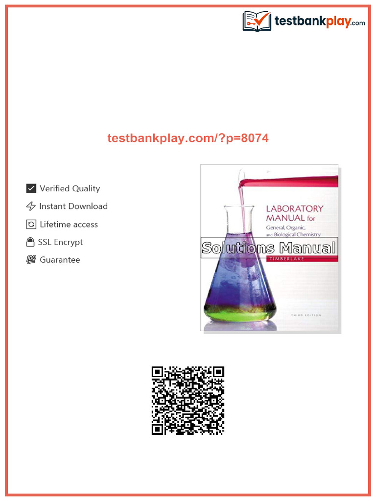 Laboratory Manual for General Organic and Biological Chemistry 3rd Edition Timberlake Solutions ...