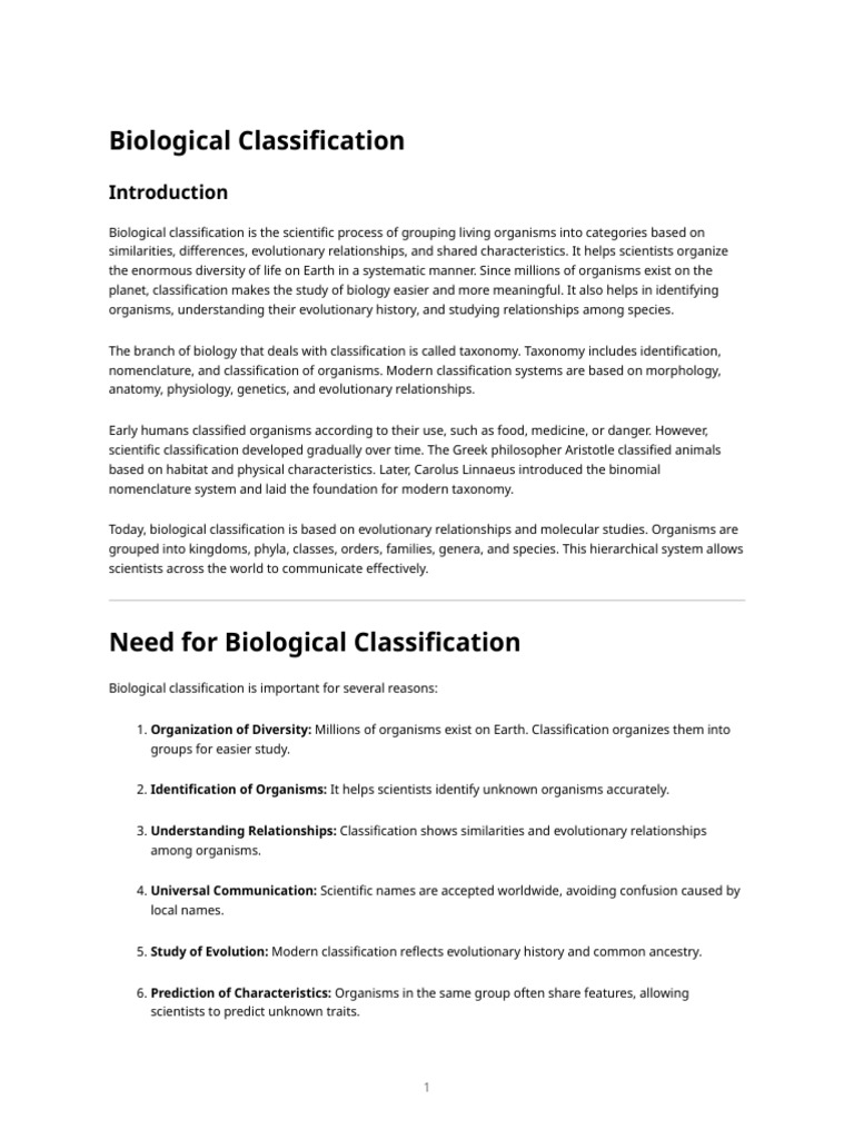 Biological Classification 3000 Word Notes | PDF | Taxonomy (Biology ...