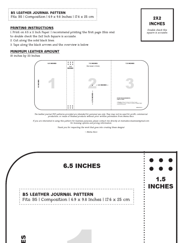 B5+ +Leather+Journal+Template+ +Mema+Keco | PDF | Manufactured Goods