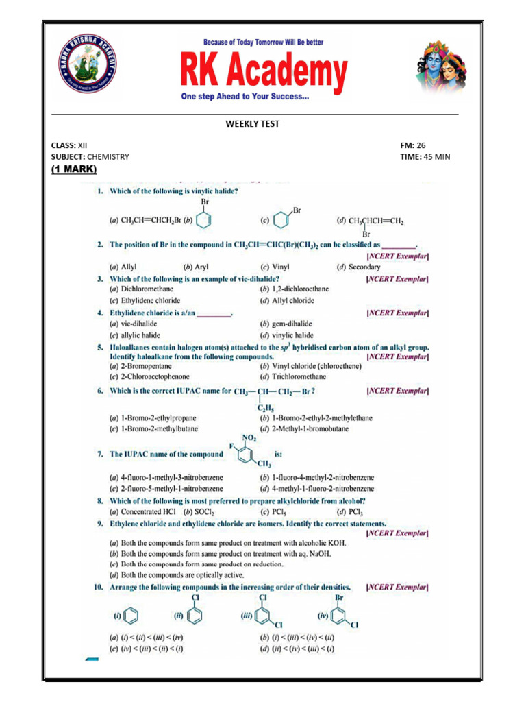 Xii Chemistry Test 2 | PDF