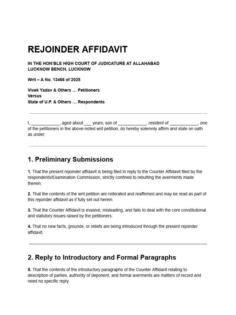 REJOINDER 3) | PDF | Affidavit | Supreme Court Of The United States