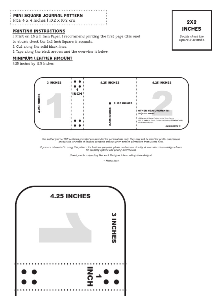 Mini+Square+ +Leather+Journal+Template+ +Mema+Keco | PDF