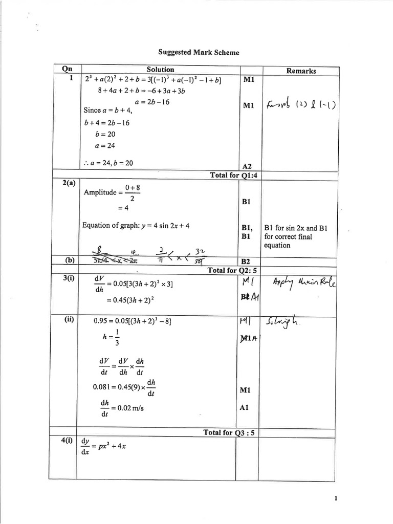 SGS a Maths Paper 1 2023 MS | PDF