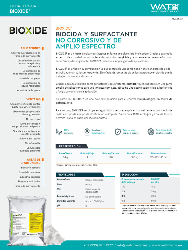 Bioxide Ficha Tecnica | PDF | Tensioactivo | Agua