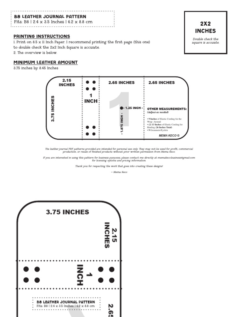 B8+ +Leather+Journal+Template+ +Mema+Keco | PDF | Manufactured Goods