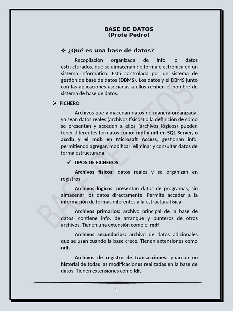 Clase de Base de Datos | PDF | Bases de datos | SQL