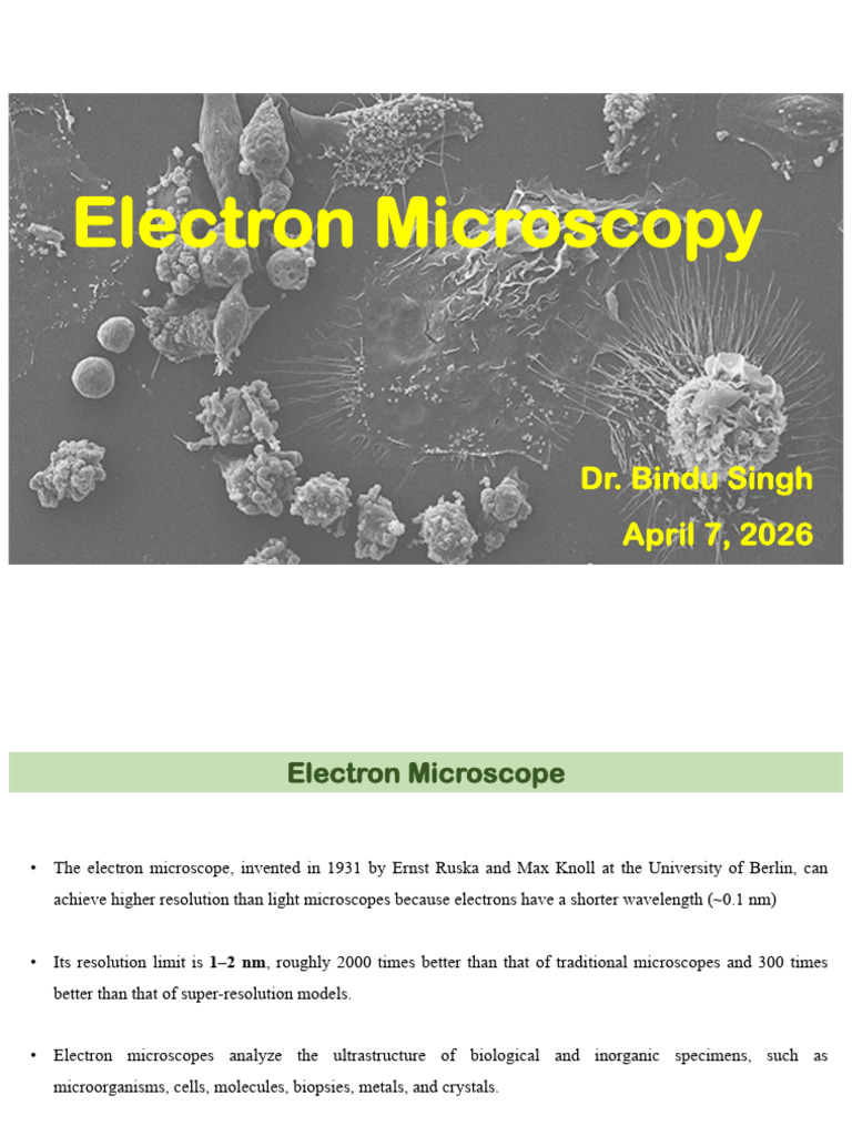 Electron Microscopy 07042026 | PDF | Microscope | Electron Microscope