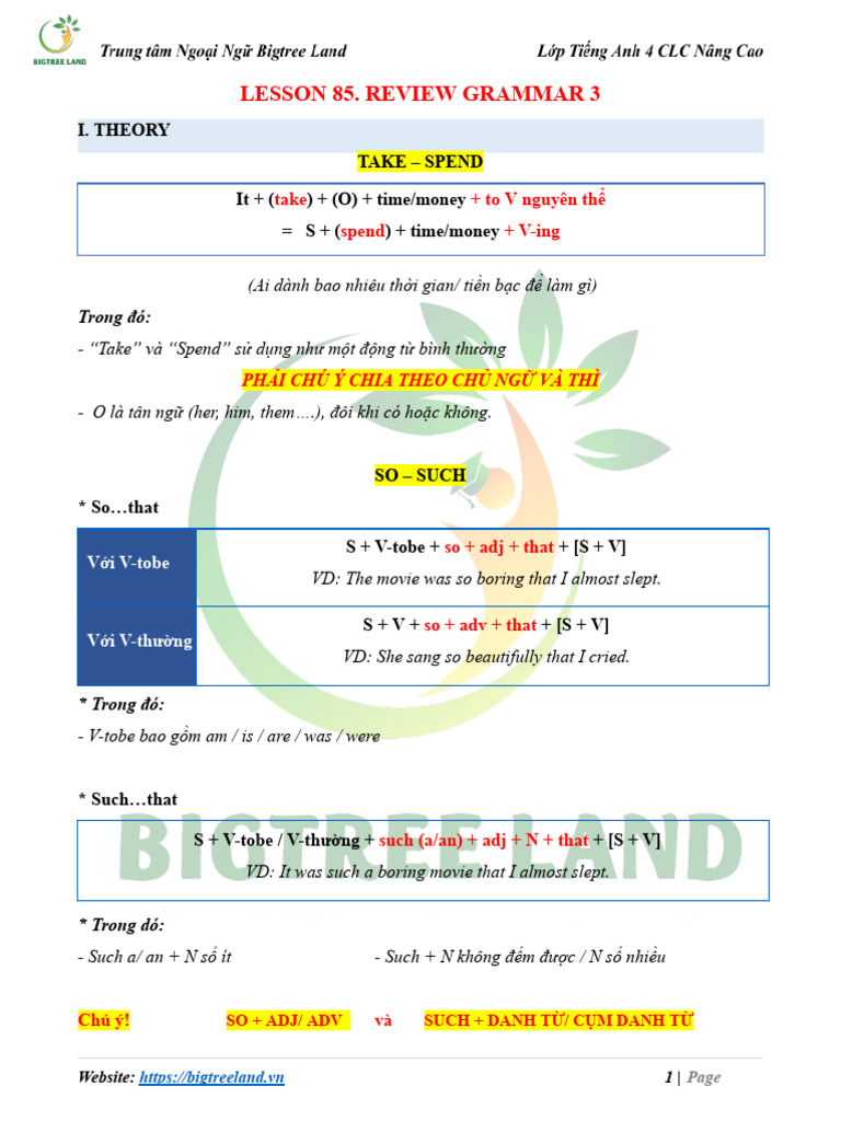 Lesson 85. Review Grammar 3.Docx | PDF
