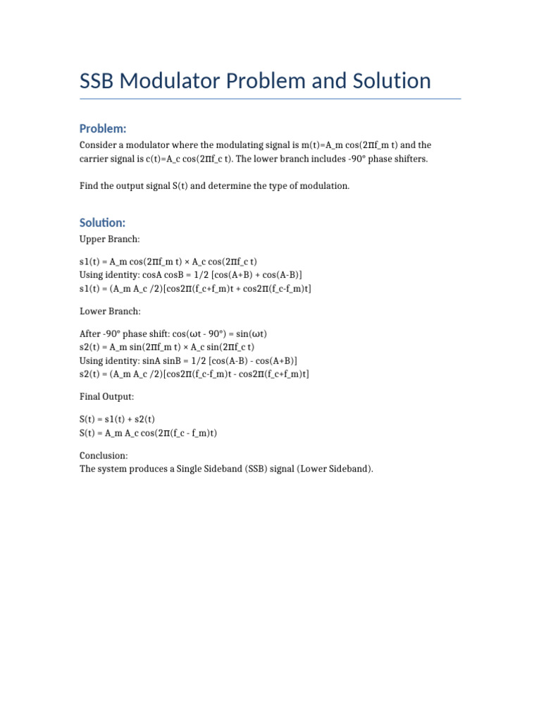 SSB Modulator Solution-2 | PDF