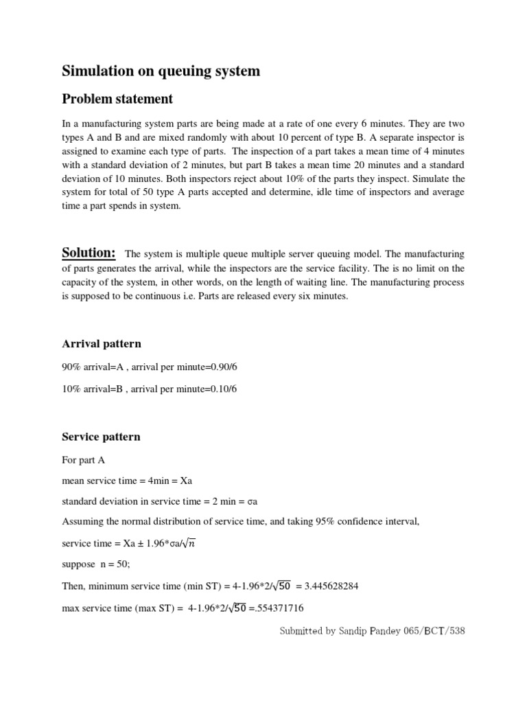 Simulation On Queuing System Tutorial Solution | PDF | Normal ...