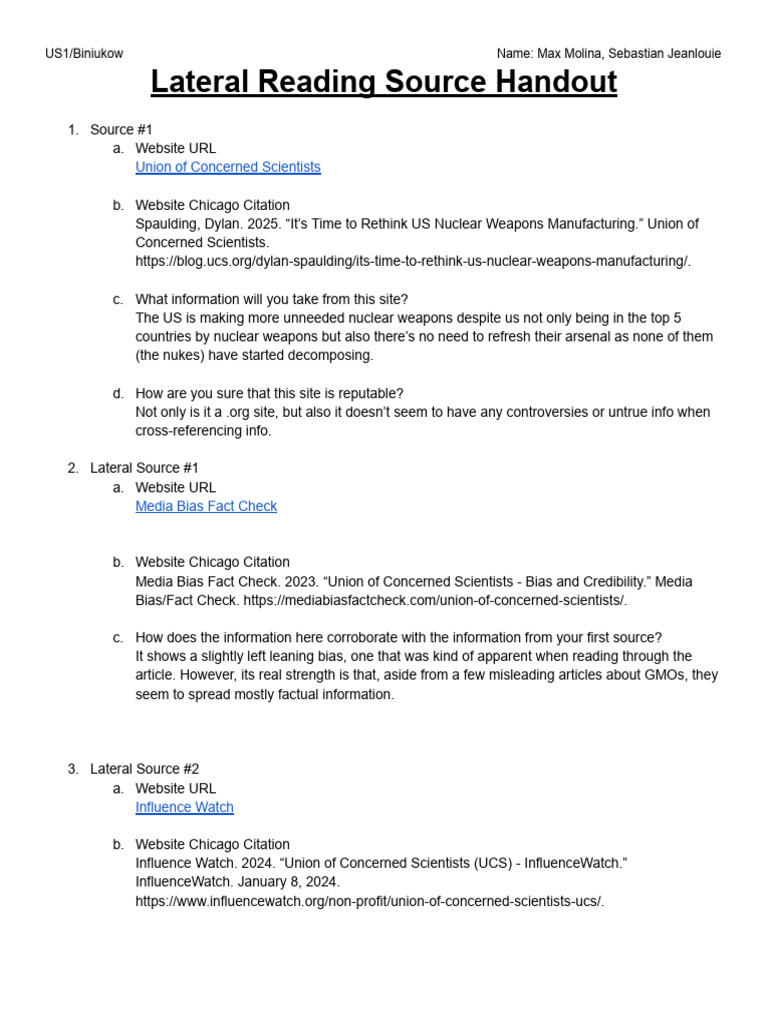 Max Molina & Sebastian Jeanlouie - 20 Lateral Reading Source Sheet ...