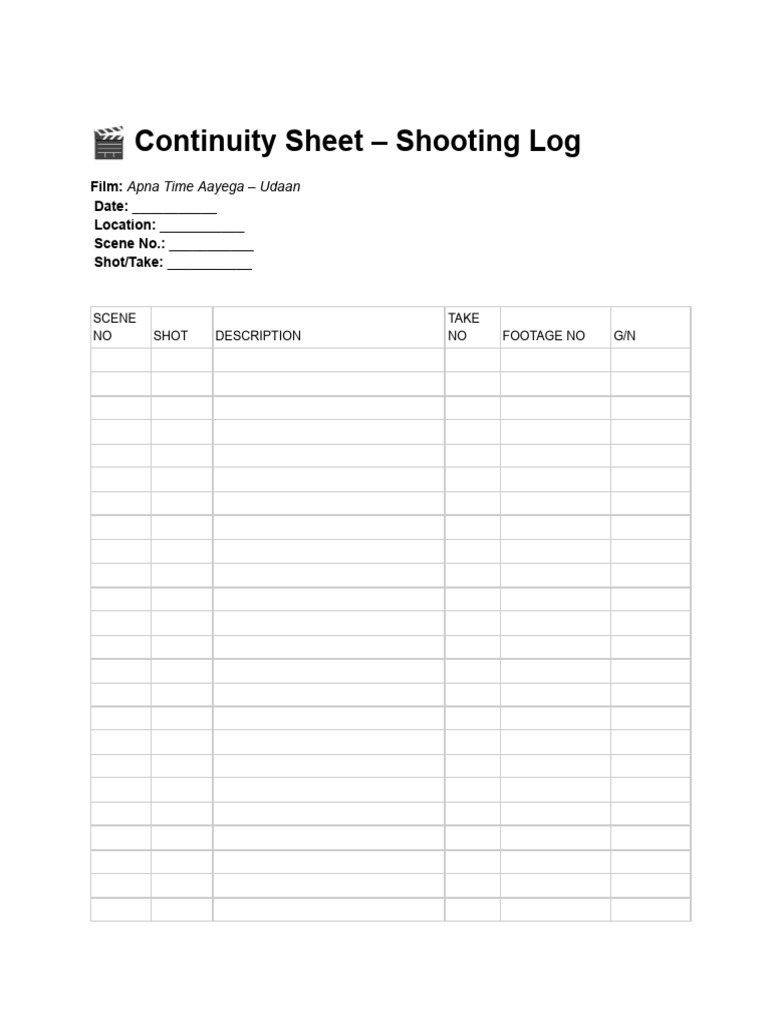 Continuity Sheet | PDF