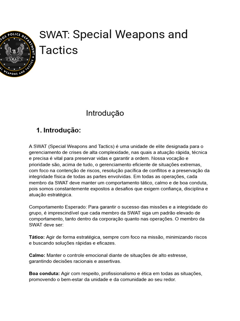 SWAT - Special Weapons and Tactics | PDF | Comentários | Swat (Paquistão)