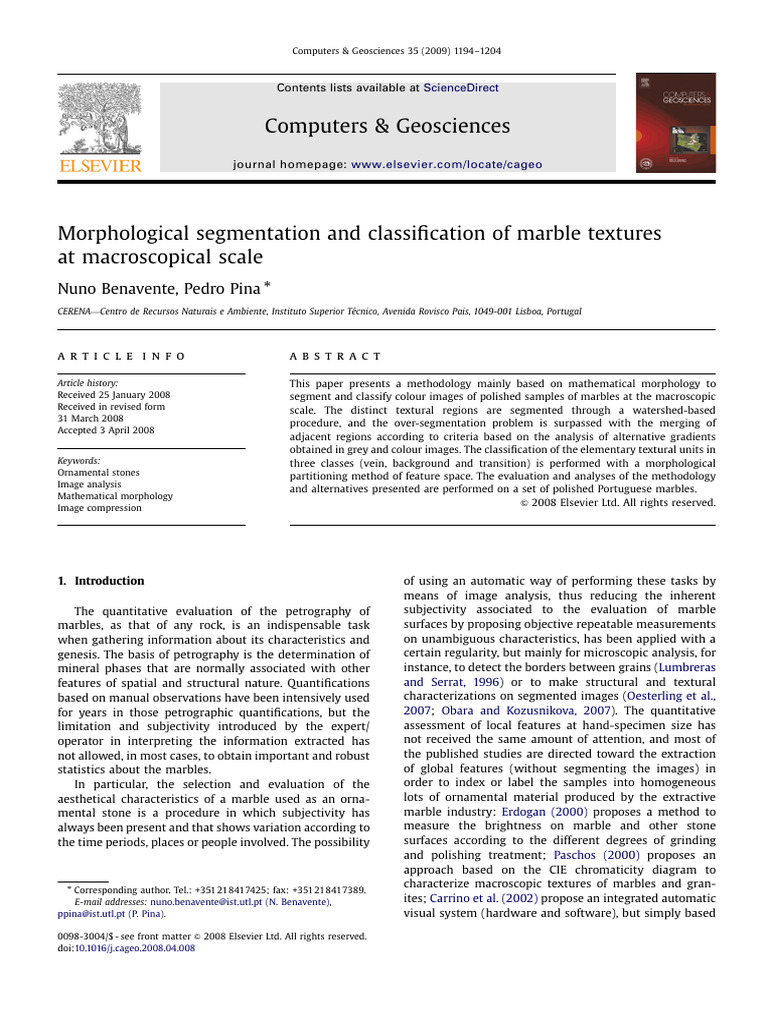 Morphological Segmentation and Classification of Marble Textures at ...