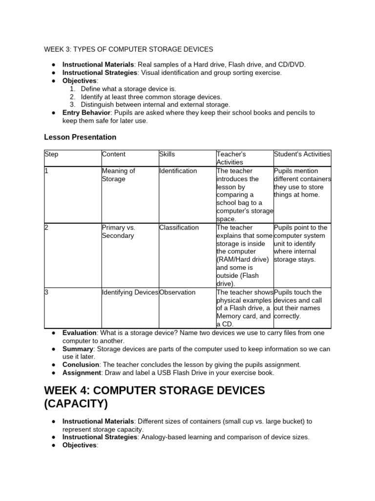 Primary 3 Digital Lesson Plan | PDF | Computer Data Storage | Disk Storage
