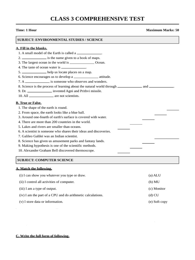 Class 3 | PDF | Science