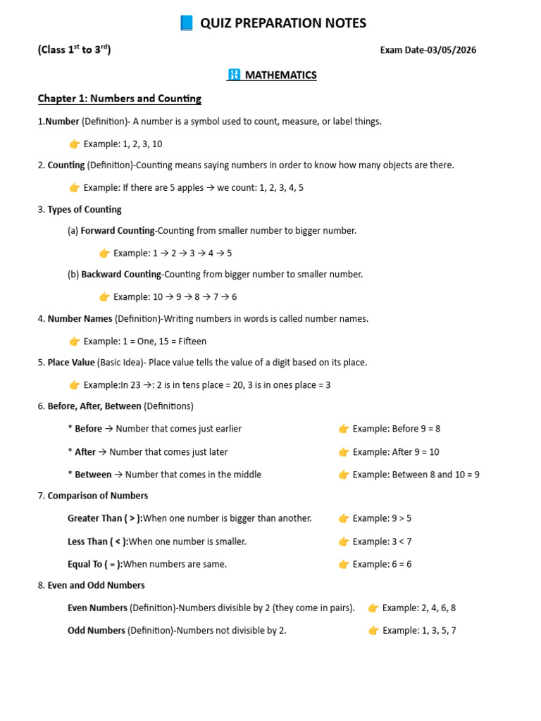 1,2,3 CLASS NOTES | PDF | Numbers | Chess Theory