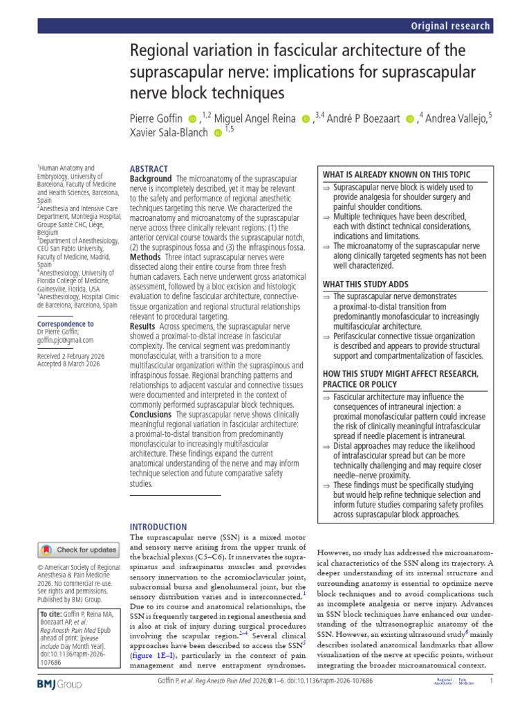 Variación fascicular architecture suprascapular nerve | PDF | Neck ...