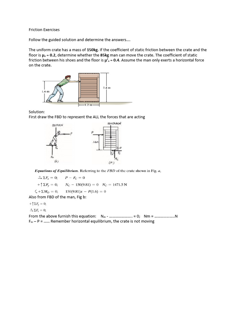 Friction Exercises | PDF