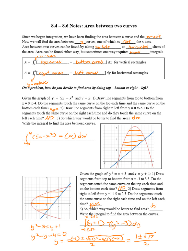 Area Between Curves Notes 2 | PDF | Graph Theory | Mathematical Relations