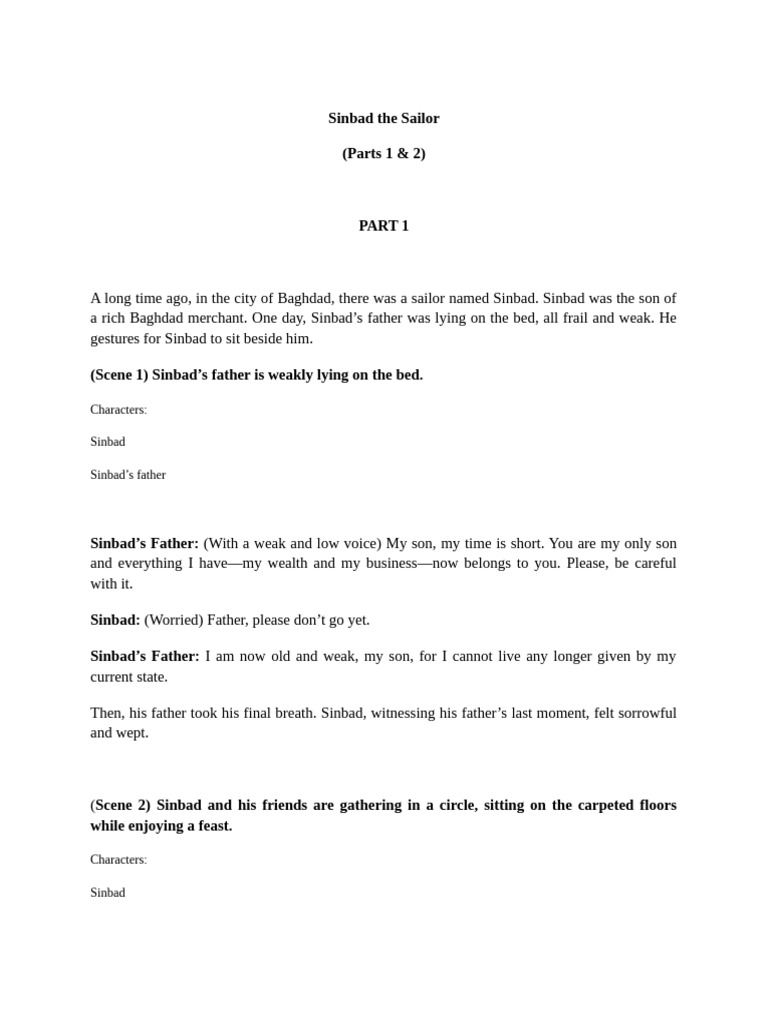 Sinbad the Sailor English Script 1 | PDF