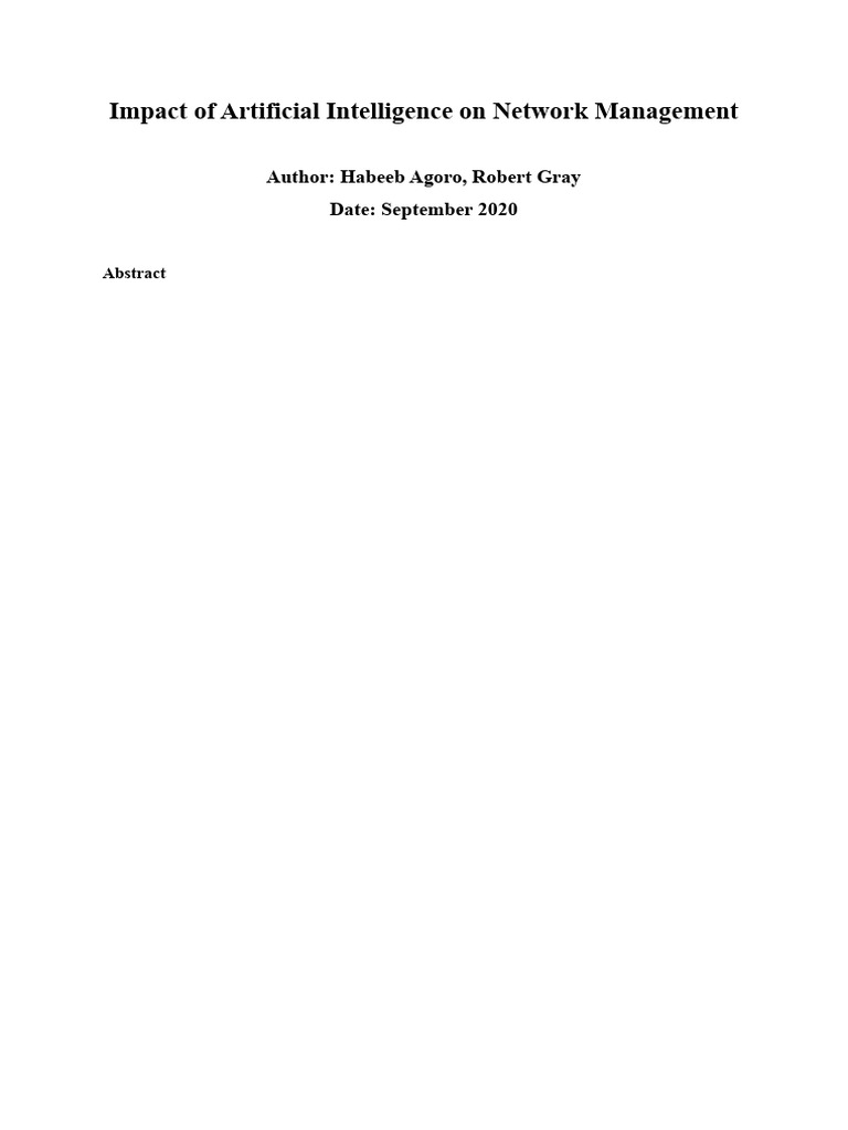 Impact of Artificial Intelligence on Network Management | PDF ...