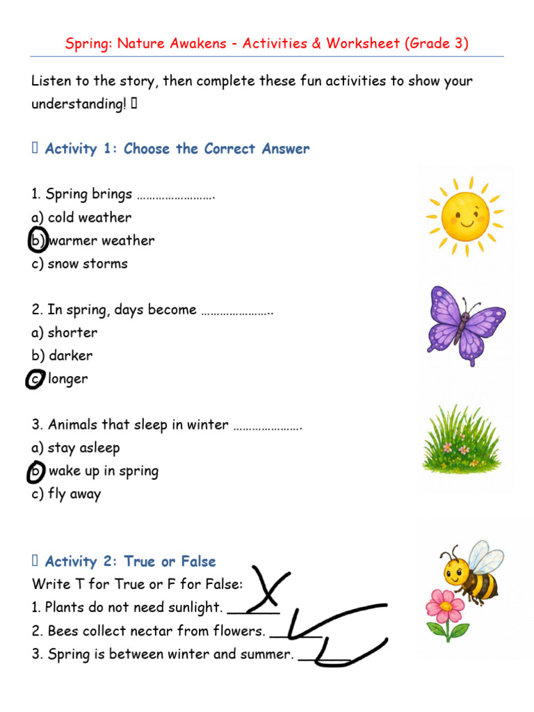 Spring Nature Awakens Worksheet | PDF