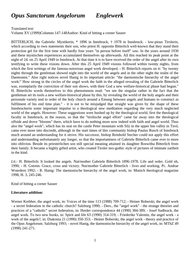 Opus Sanctorum Angelorum Englewerk 1 | PDF | Catholic Church