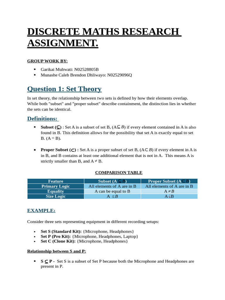 Discrete Maths Research Assignment | PDF | Function (Mathematics ...