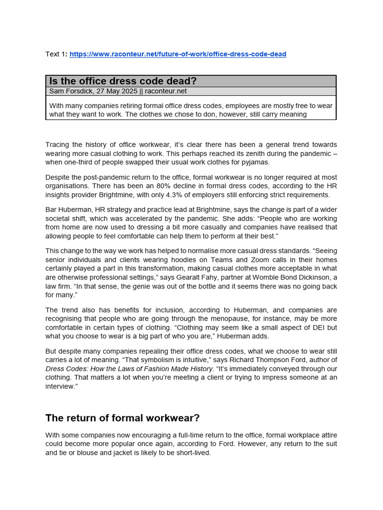 Dress Code | PDF | Clothing | Fashion